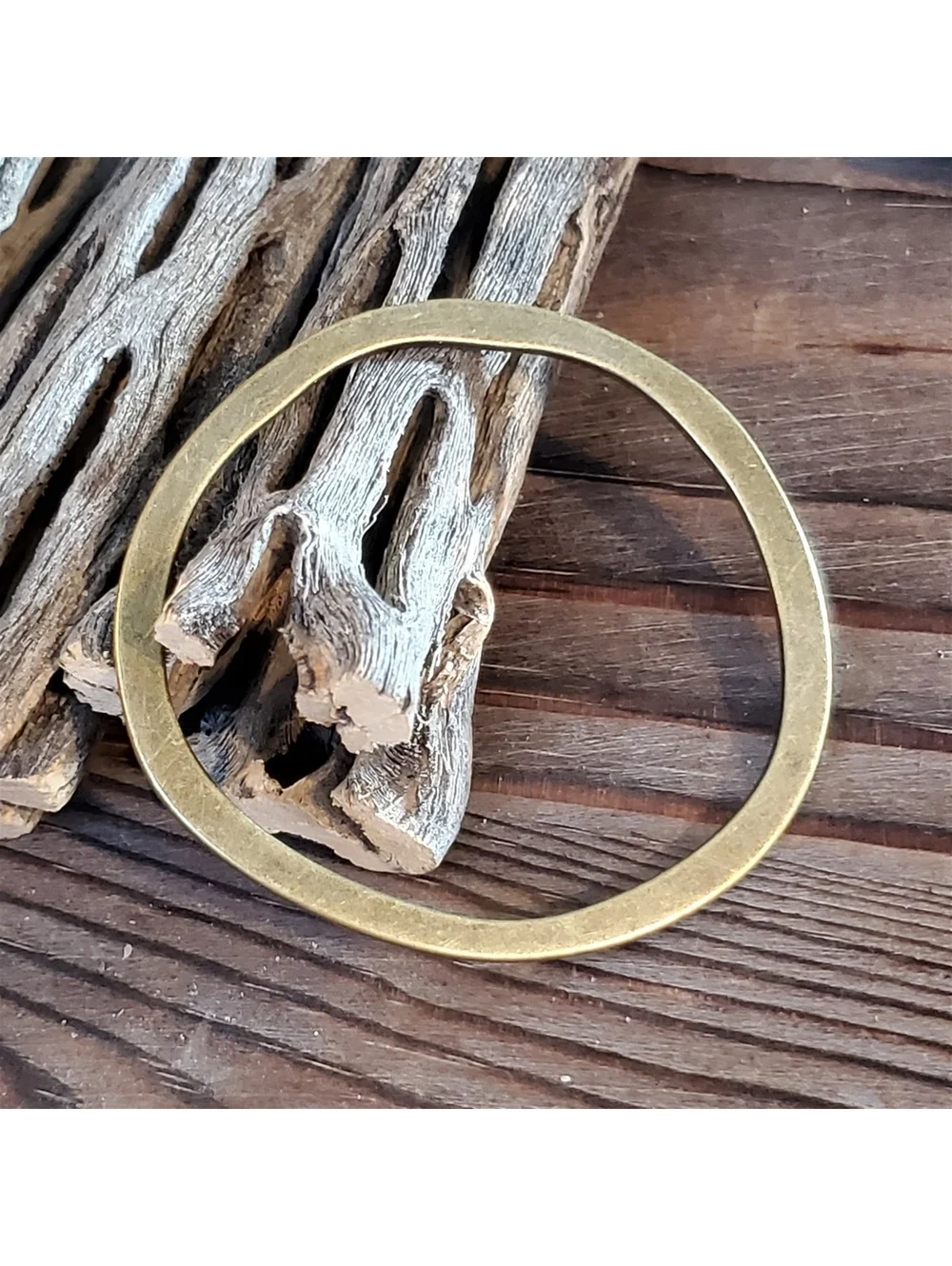 Avant Garde Antique Brass Large Baroque Irregular Wavy Circle Ring Pendant 1 pc